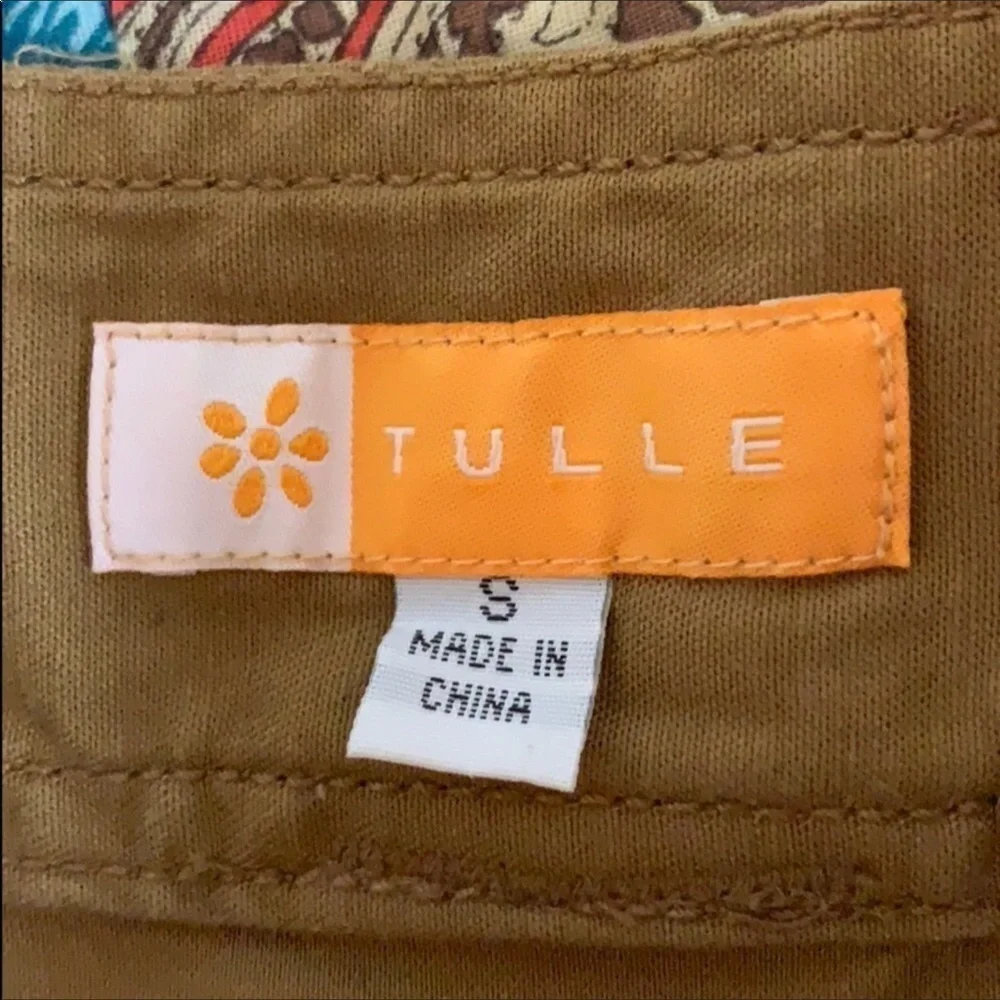 Tulle casual A-line skirt Mustard brown Small